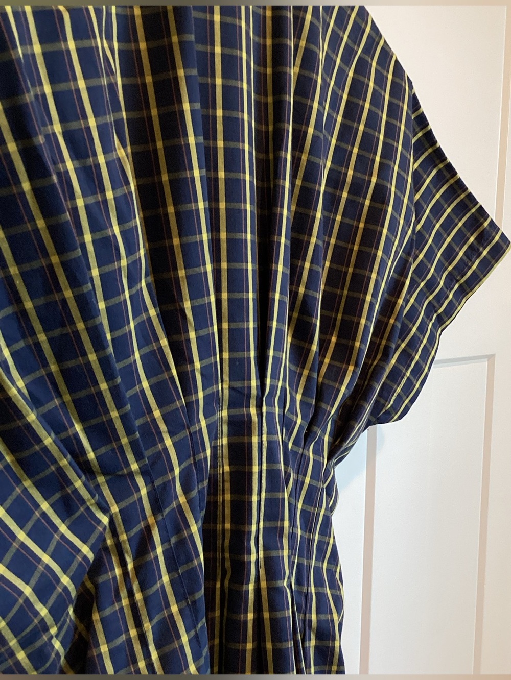 Exquise Tobie Collared Button-Down Mini Shirt Dress Anthropologie Navy Plaid NEW - Picture 10 of 15